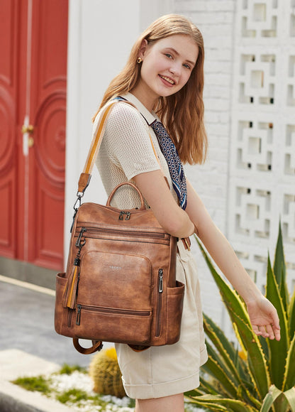 Vegan Leather Laptop Backpack for Women 15.6 inch Work Backpack Fashion Travel Backpack Purse for Travel College Work