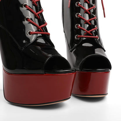 Lace up Platform Ankle Boots Zip up Stiletto Boot Two-Toned Size 9