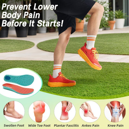 Men's Orthopedic Diabetic Wide Sneakers: Comfortable Arch Support Neuropathy Outdoor Sneakers, Breathable Plantar Fasciitis Hammer Toes Walking Shoes Orange Red Size 11.5