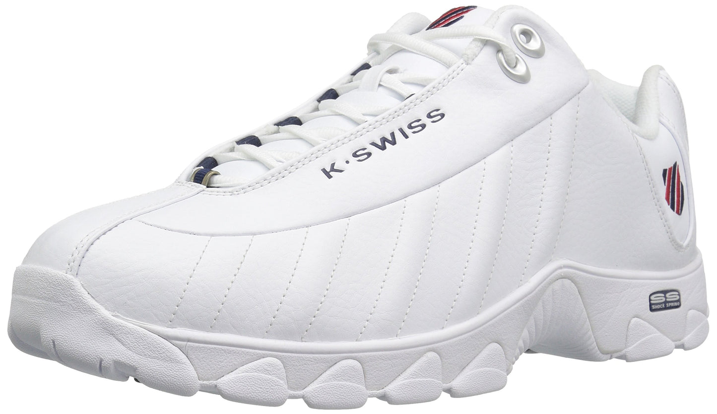 K-Swiss Men's ST329 CMF Sneaker, White/Navy/Red, 10.5 M