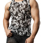 JOGAL Mens Boho Summer Tank Top Sleeveless Muscle Mesh Shirt Black X-Large