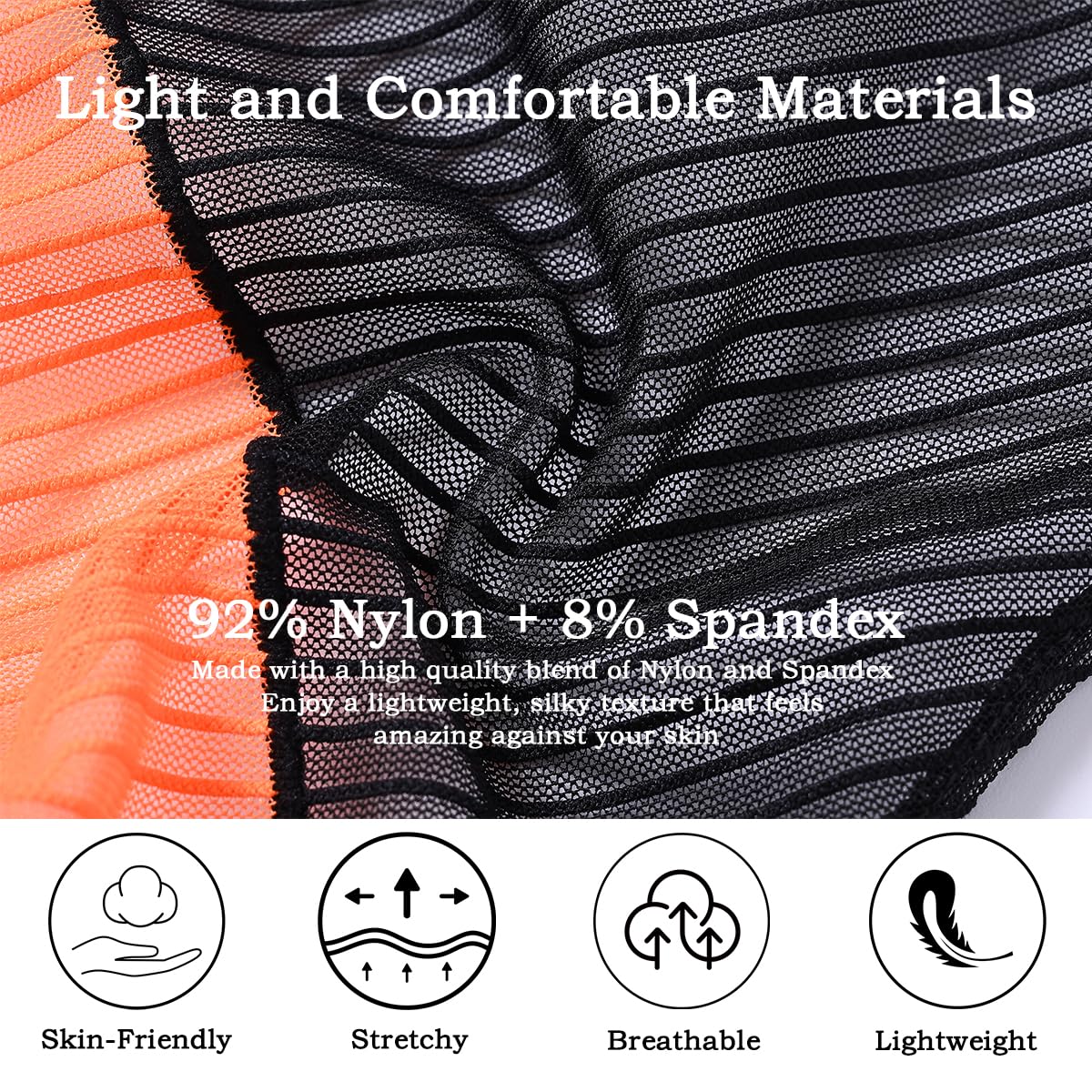 JINSHI Men’s Sheer Mesh Briefs Transparent Bulge Pouch Bikini Underwear See Through Striped Ultra-Thin Sexy Panties XL