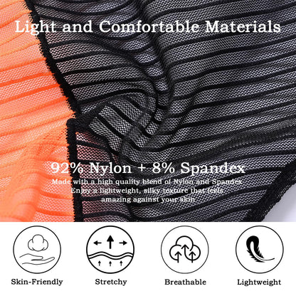 JINSHI Men’s Sheer Mesh Briefs Transparent Bulge Pouch Bikini Underwear See Through Striped Ultra-Thin Sexy Panties XL