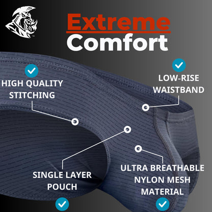 Real Men Nylon Bikini Briefs B Pouch 4xl 3pk Blk/Gry/Wht Men's Sexy Underwear With Pouch Sexy Underwear