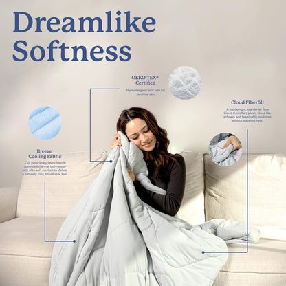 Plufl Breeze Blanket Cooling Comforter, Queen 76" x 80", Cool Gray Bedding