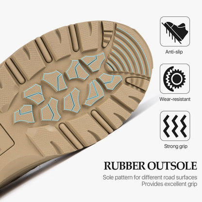 FREE SOLDIER Men's Tactical Boots 8 Inches Lightweight Combat Boot Durable Suede Leather Military Work Boots Desert Boot (Tan, 10.5)