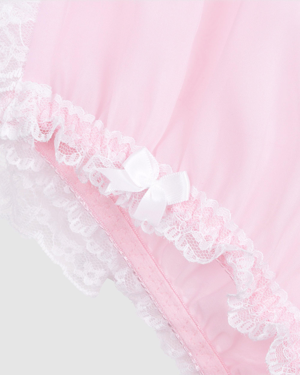 Satini Sheer Ruffle Lace Panties, Baby Pink - Whit