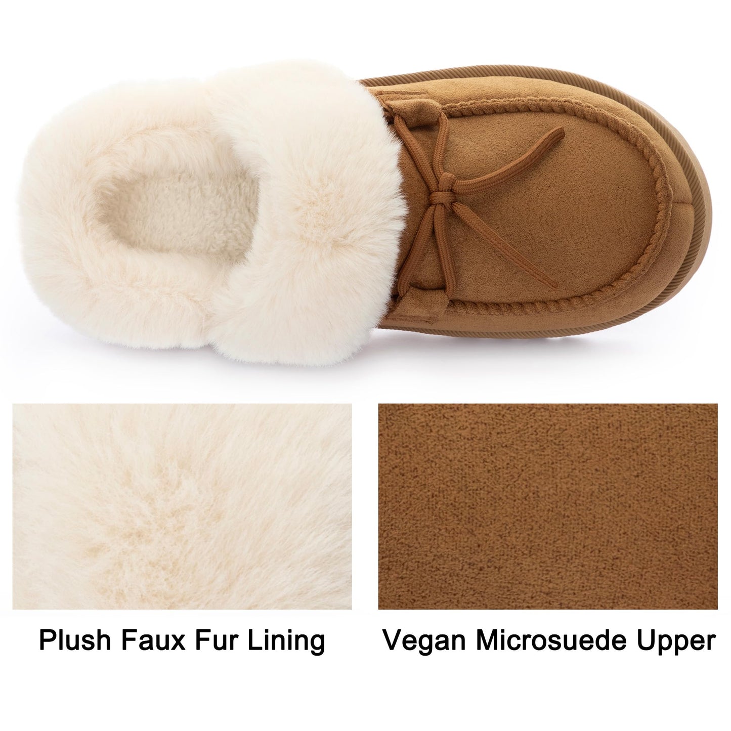 RockDove Women's Microsuede Moc Toe Platform Memory Foam Slipper with Indoor/Oudoor sole, Size 8 US Women, Chestnut