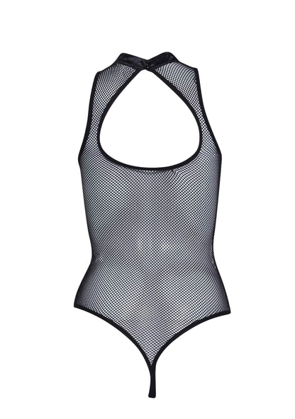 Dolls Kill Bad Luck Dragon Fishnet Bodysuit by Club Exx – High Neck Bodysuit with Embroidered Dragon Accents - Black, XX-Small