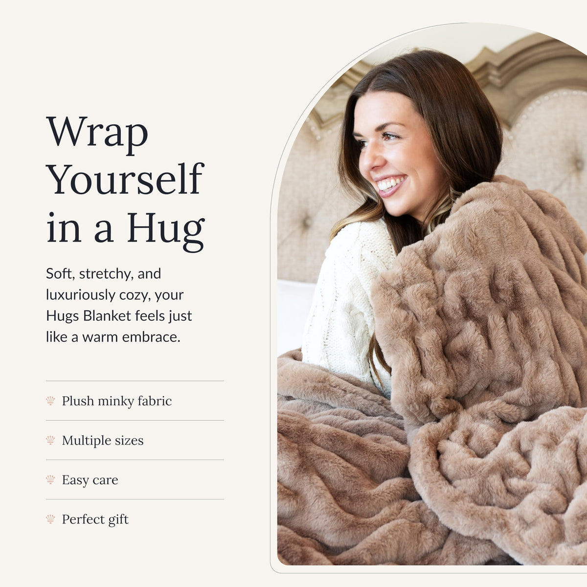 Minky Couture Ultra-Soft Extra Plush Hugs Blanket, Milk Chocolate, Grande