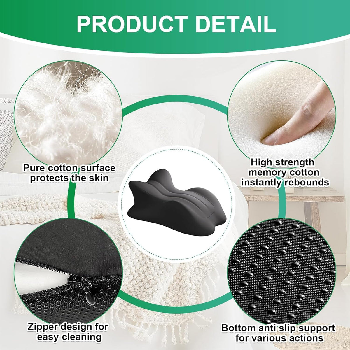 Extra-Large 27° Degree Memory Foam Ergonomic Prone Couples Pillow for Intimacy
