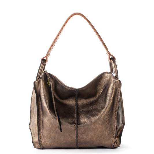 The Sak Los Feliz Hobo in Leather, Lined Shoulder Purse, Bronze
