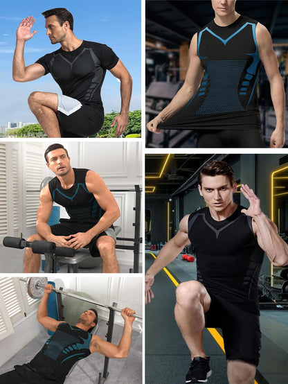 3Pack Mens Running Sport Tank Tops Dry Fit Gym Wicking Athletic Mesh Breathable Cool Workout Sleeveless Shirts Base Layer