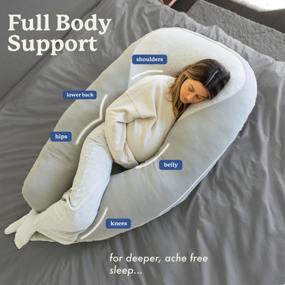 Plufl Hugl Cooling Body Pillow for Adults, U Shaped Pregnancy Pillow, White