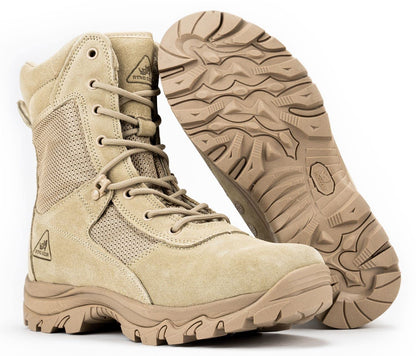 RYNO GEAR Men's Military & Tactical Boots, CoolMax Tactical Combat Military Durable Leather Work Utility Outdoor Assault Boots (Tan/Coyote), 8" Beige, 11.5