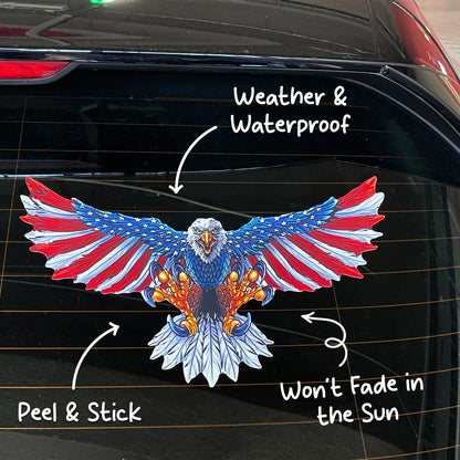 Removable 11.5 inch American Bald Eagle Flag Decal Sticker for Trucks, Cars, Anywhere Vinyl Bumper Patriotic Waterproof for Trailer