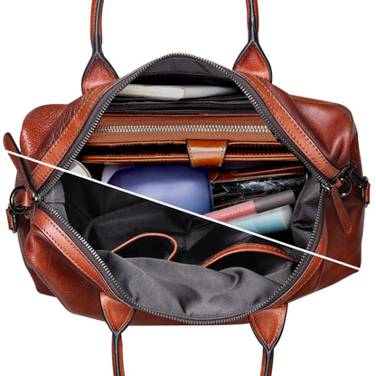 Iswee Satchel Bags Retro Leather Purses for Women Handbags Shoulder Bags Luxury Tote Hobo Cross Body Work Doctor Bag Pocketbooks (Brown)