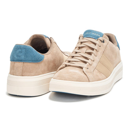 Cole Haan Men's Grand Crosscourt Premier, Birchbeige Suede/Indian Teal/Ivory, 8-W US