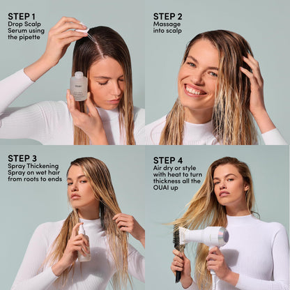 OUAI Hair Thickening Spray - Thickening & Volumizing Spray for Instantly Thicker, Fuller-Looking Hair - Protects, Strengthens & Repairs with Amaranth Peptide & Amino Acids (6 Fl Oz)