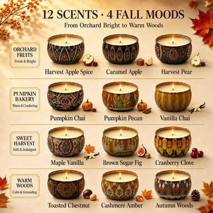 Fall Scented Candles Gift Set, 12 Pack Soy Candles for Home, 2.5 oz Each