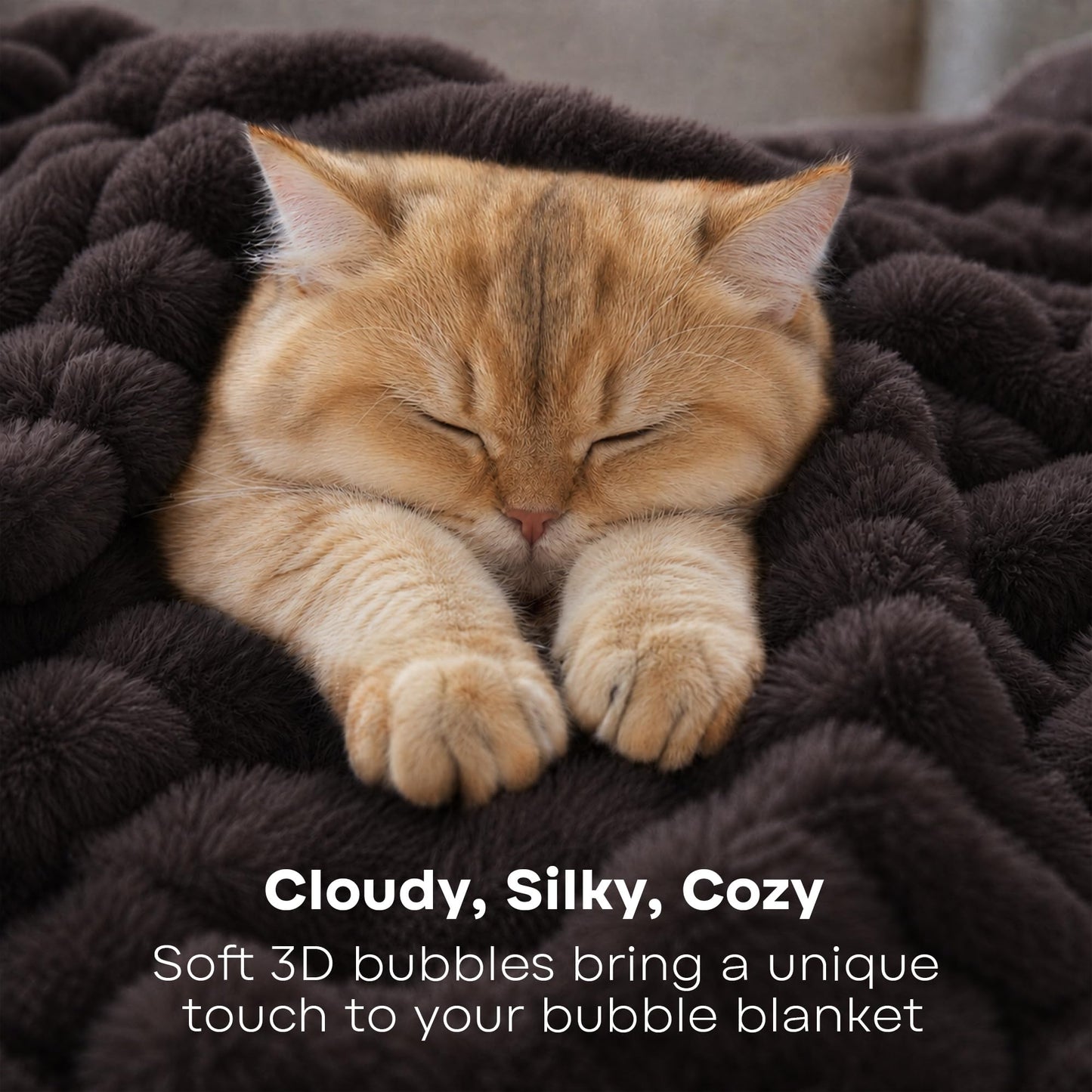 Electric Heated Blanket,50x60 Heating Throw Soft Bubble Flannel Dark Grey