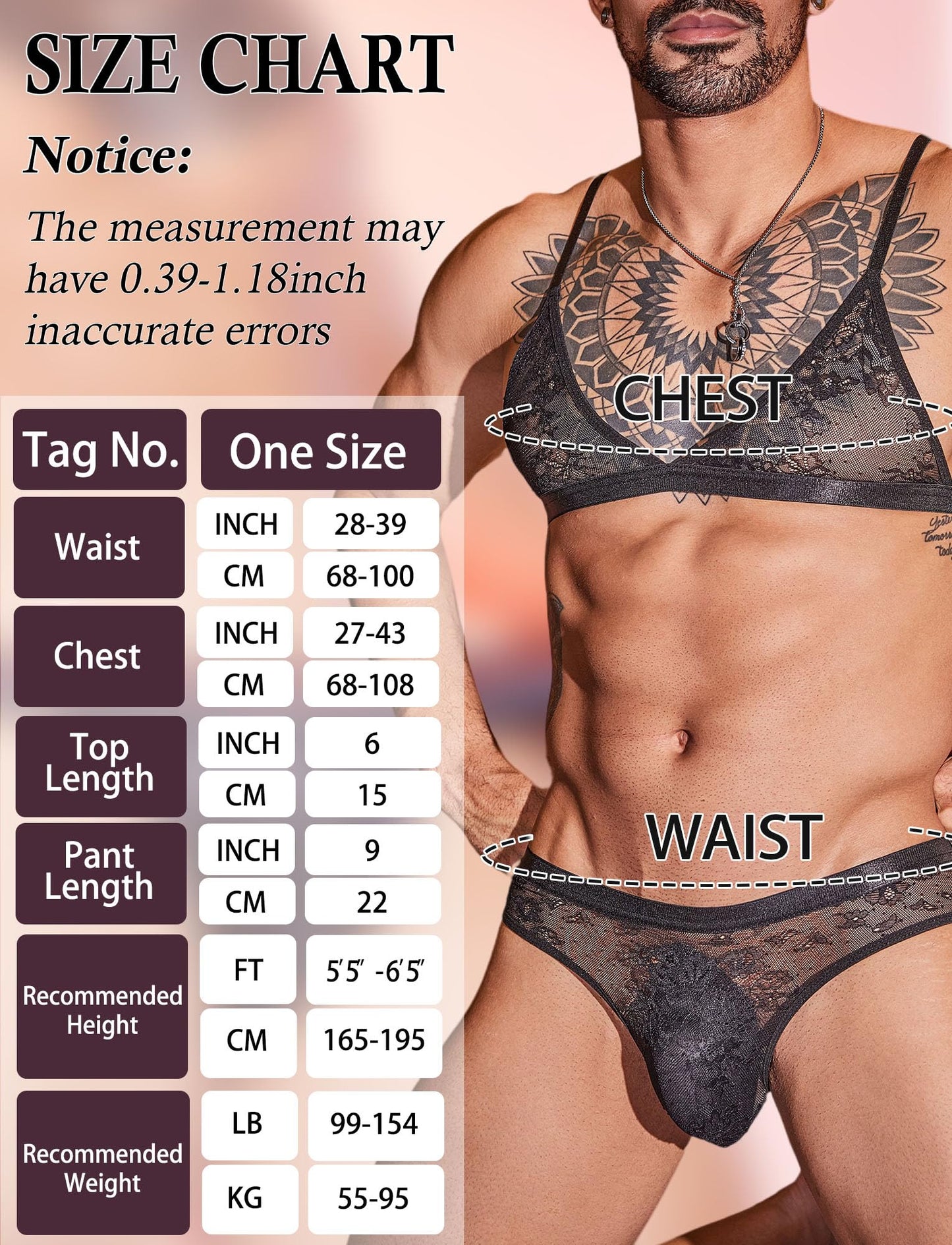 Men's Lingerie Sheer Bodysuit Set Lace Sexy Rave Outfit Underwear Bra Panties Black Sets