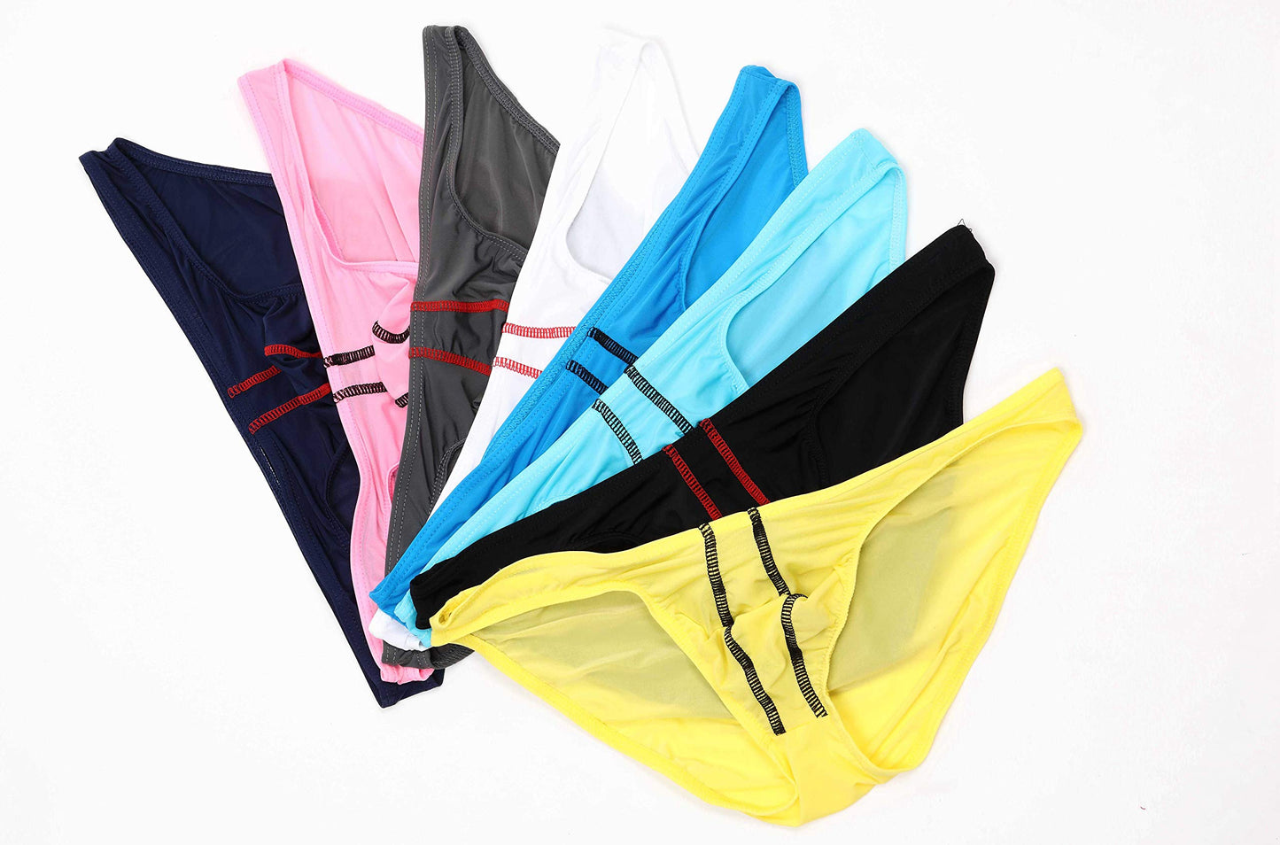 Newsywell Men's Ice Silk Bikini Low Rise Bulge Soft Slim Fit Breathable Athletic Briefs Underwear Yellow X-Large