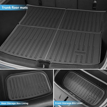 Maysoo 2025 2026 New Tesla Model Y Juniper Floor Mats Set Set of 6 Mats All Weather TPE Non-Slip Floor Liners and Front and Rear Trunk Liner (Only for Tesla Model Y Juniper)
