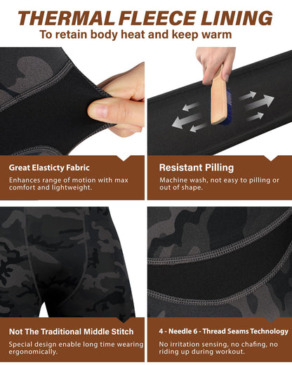 Muezna Men's Thermal Top and Bottom Set Underwear Long Johns Base Layer with Soft Fleece Lined Camouflage