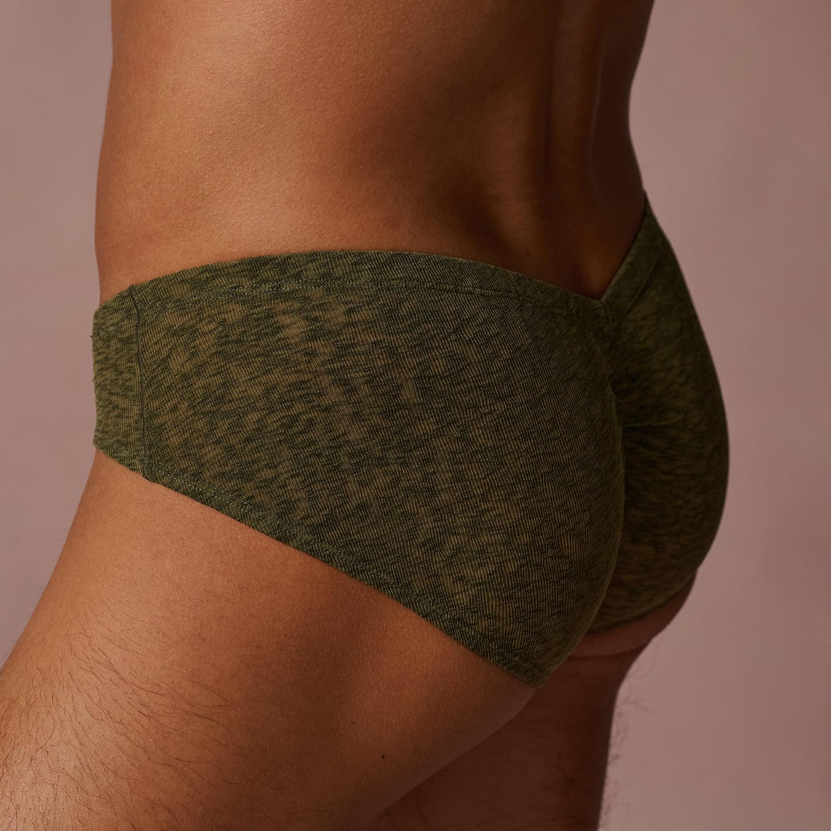 BSZN Men's Mottled Briefs, Green Mesh Underwear, Ruched Back Waistband Mid Rise Tight Fit, Midnight Visitor Collection with Custom Metal Tag