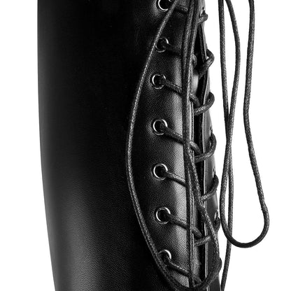 ANN CREEK - Women's 'Niwen' Knee High Sexy Fashion Ultra High Stiletto Heels Platform Lace Up Boots Black 10