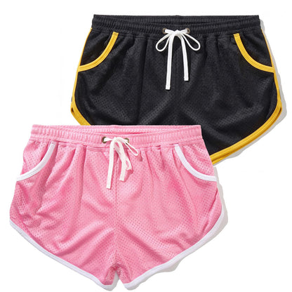 Men's 2 Pack 3 Inch Mesh Running Shorts Pockets Black Pink M