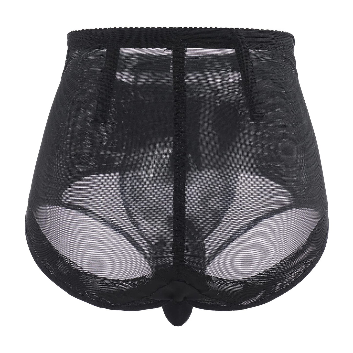 Men's Tummy Control Shapewear Underwear High Waist Body Shaper Slimming Girdle Waist Trainer Corset Lace Briefs Crossdress Lingerie Black X-Large(US Medium)