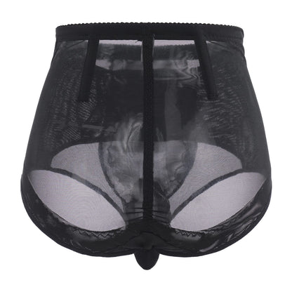 Men's Tummy Control Shapewear Underwear High Waist Body Shaper Slimming Girdle Waist Trainer Corset Lace Briefs Crossdress Lingerie Black X-Large(US Medium)