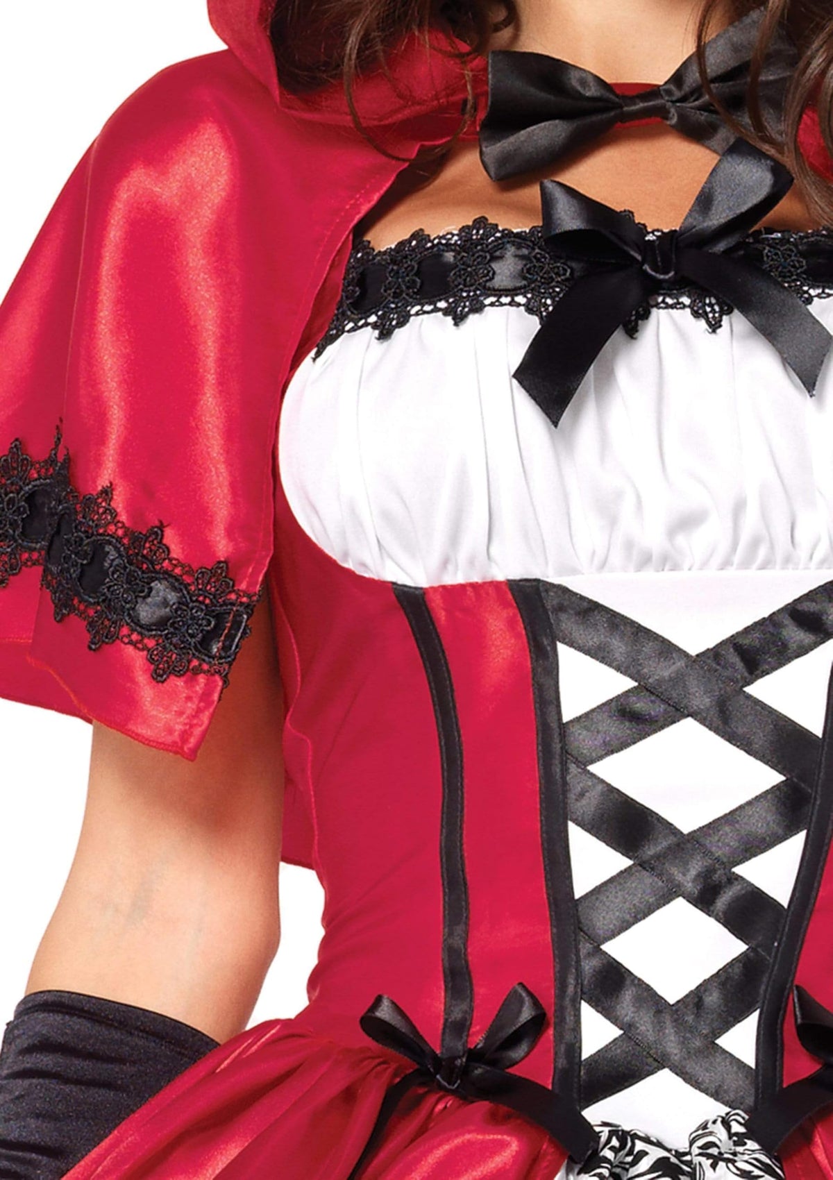 Leg Avenue 2 Piece Gothic- Little Red Riding Hood Costume Set-Sexy Hooded Cape and Peasant