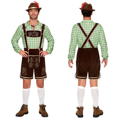 Spooktacular Creations Men Lederhosen Oktoberfest Outfit Costume, 5 Pack German Bavarian Costume Set with Hat Shirt Socks for Halloween Beer Festival - Oktoberfest - Octoberfest
