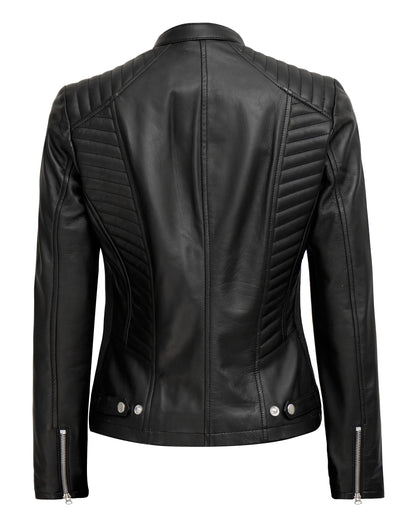 Blingsoul Black Lambskin Leather Jacket Womens - womens jackets casual| [1310423] Rachel Black, M