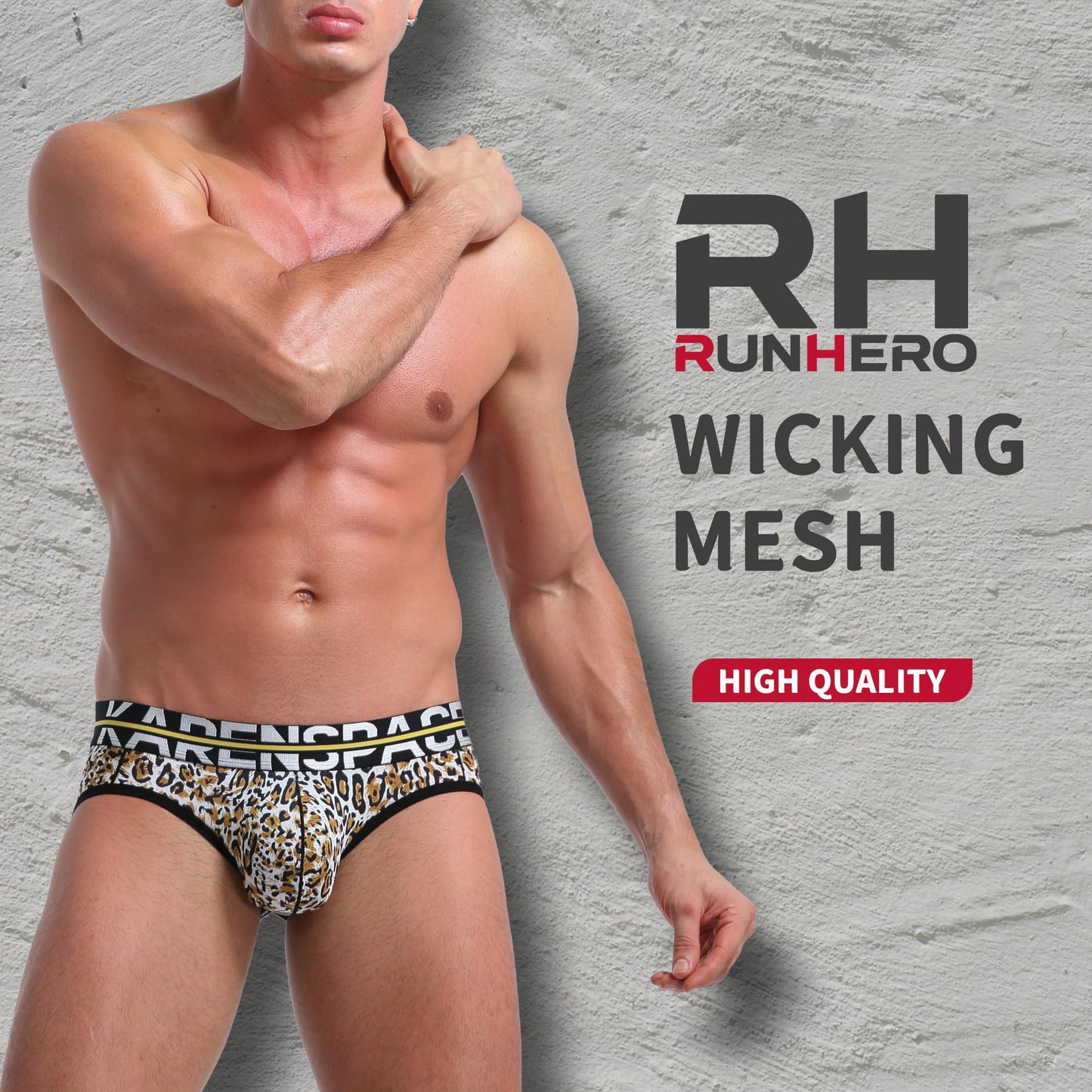 RunHero Jockstraps for Men with Printed, Cool Silk Jock Straps Athletic Supporters for Men, Leopard,L