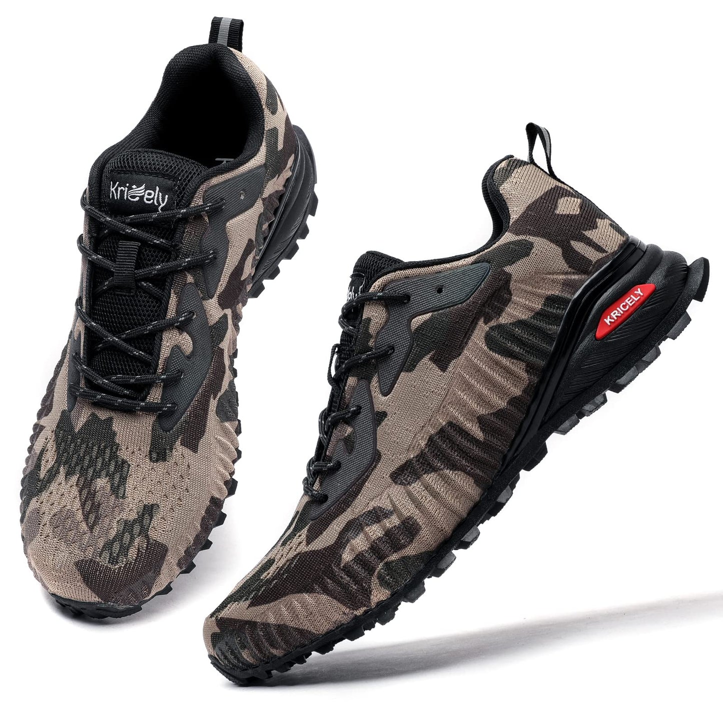 Kricely Men's Trail Running Shoes Fashion Hiking Sneakers for Men Camo Tennis Cross Training Shoe Mens Casual Outdoor Walking Footwear Size 10
