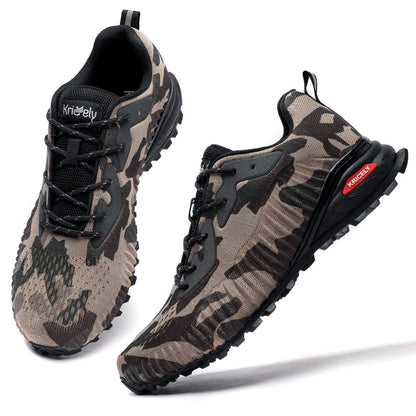Kricely Men's Trail Running Shoes Fashion Hiking Sneakers for Men Camo Tennis Cross Training Shoe Mens Casual Outdoor Walking Footwear Size 10