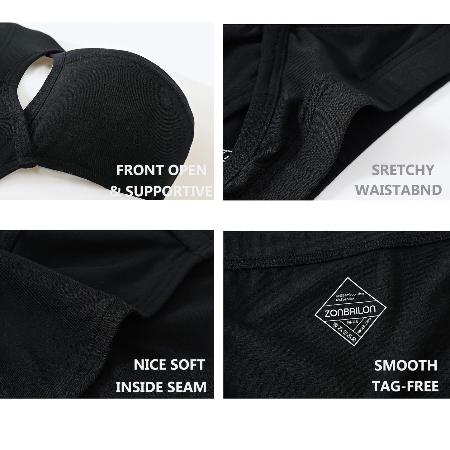 Mens Underwear with Pouch Briefs Sexy Cool Viscose Made from Bamboo Panties Black M