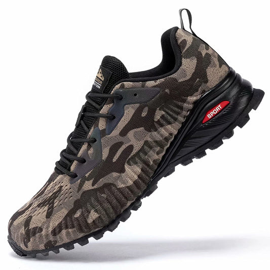 Kricely Men's Trail Running Shoes Fashion Hiking Sneakers for Men Camo Tennis Cross Training Shoe Mens Casual Outdoor Walking Footwear Size 10