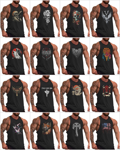 MARSVOVO Mens Tank Tops Gym Muscle Stringer Novelty Printed Sleeveless T Shirts Lightweight Loose Fitted Workout Streetwear Tank for Summer American Flag,XL