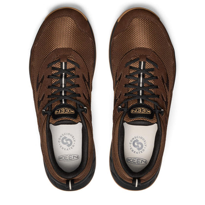 KEEN Men's Hightrail Vent Low Height Durable Lightweight Breathable Leather Hiking Shoes, Dark Earth/Oak Buff, 8