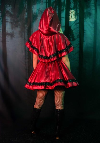 Leg Avenue 2 Piece Gothic- Little Red Riding Hood Costume Set-Sexy Hooded Cape and Peasant