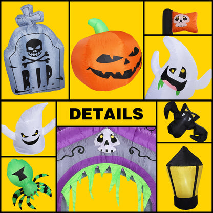 Halloween Inflatables Giant 12.5 FT Haunted House Castle Archway Outdoor Decorations, Large Halloween Arch Blow Up Yard Decorations for Front Lawn Garden Decor