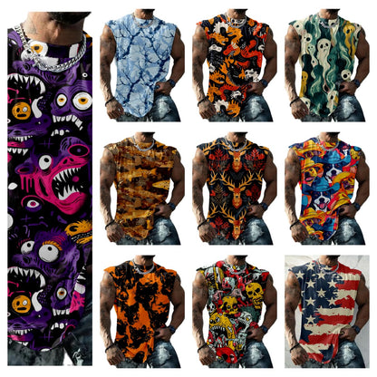 American Flag Tank Top Men Oil Painting USA Flag 3D Print Undershirts Fit for Patriotic 1776 4th July Sleeveless Shirts Hawaiian Luau Party Beach Summer Sunbath Casual Tees,American,5XL