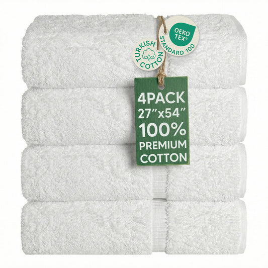 Chakir Turkish Linens | Hotel & Spa Quality 100% Cotton Premium Turkish Towels | Soft & Absorbent (4-Piece Bath Towels, White)