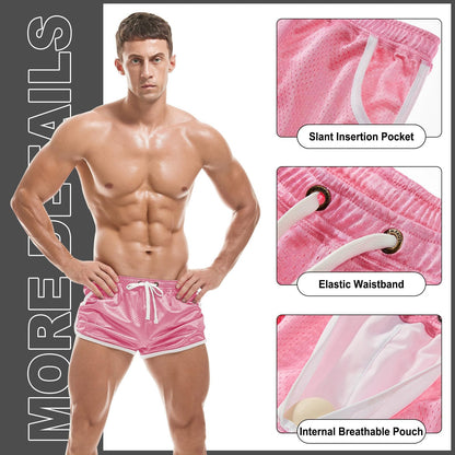 Men's 2 Pack 3 Inch Mesh Running Shorts Pockets Black Pink M