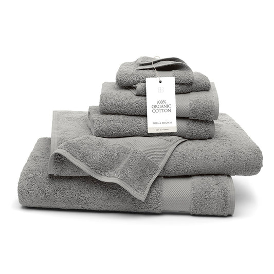 BOLL & BRANCH Plush Bath Sheet Set - Stone - 6 Piece - Includes 2 Oversized Bath Sheets, 2 Hand Towels & 2 Washcloths - 100% Organic Cotton - Ultra Soft & Luxurious - Quick Absorbing